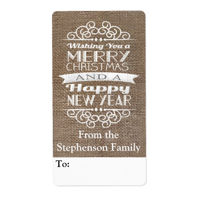 Burlap wünscht Ihnen frohe Weihnachts-Geschenkmark (Vorne)