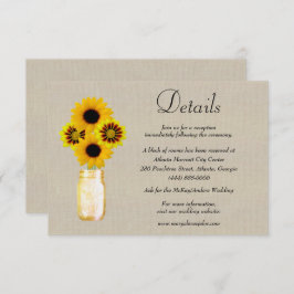Burlap Yellow Floral Mason Jar Wedding Details Begleitkarte