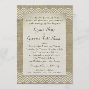 Burlap Zigzag Pattern Wedding Einladung