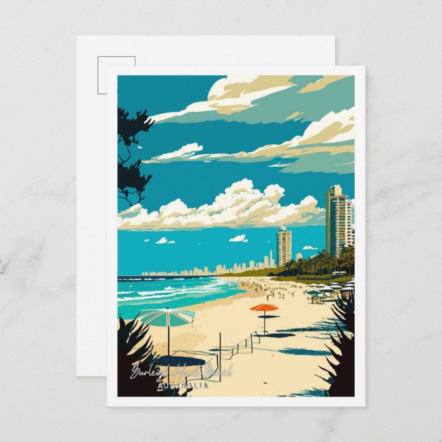 Burleigh Heads Beach Australien Reisebeispiele Postkarte (Vorne/Hinten)