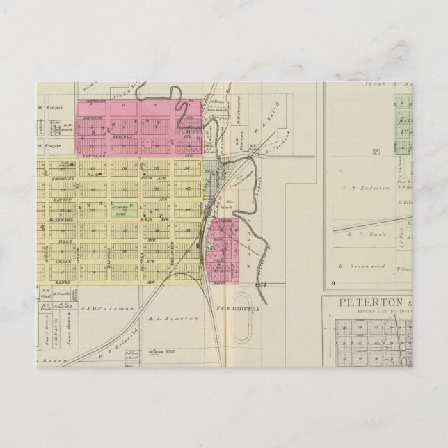 Burlingame, Melvern, Peterton Postkarte (Vorderseite)