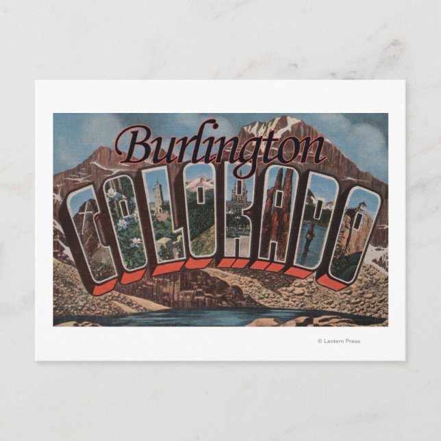 Burlington, Colorado - Große Buchstabenszenen Postkarte (Vorderseite)