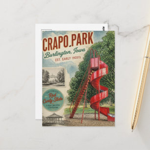 Burlington, Iowa Crapo Park Retro-Rutschrutsche Postkarte