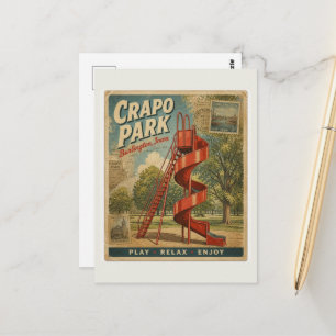 Burlington, Iowa Crapo Park Spielen Retro Postkarte