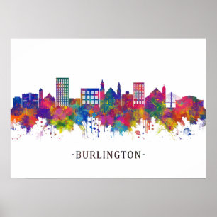Burlington Iowa Skyline Poster