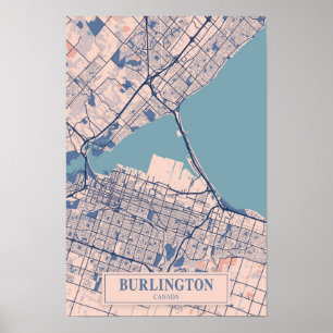 Burlington Kanada Windige Stadtkarte Reise Poster