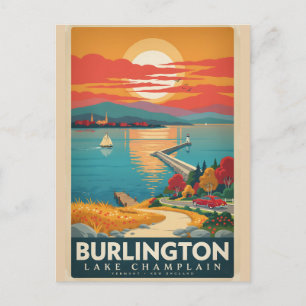 Burlington Lake Champlain Vintage Vermont Poster Postkarte