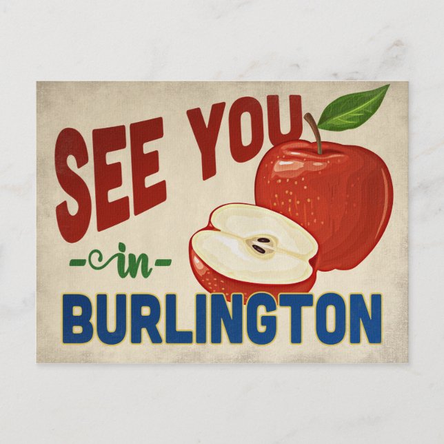 Burlington North Carolina Apple - Vintage Travel Postkarte (Vorderseite)