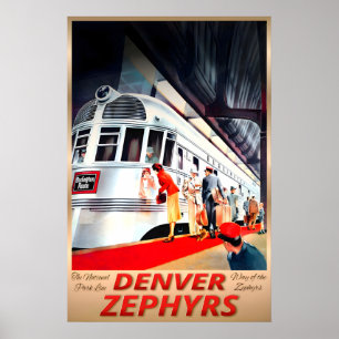 Burlington Route DENVER ZEPHYRS New Retro Deco Poster