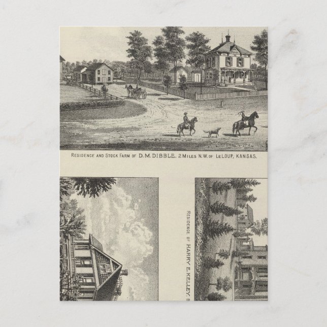 Burlington und Junction City, Kansas Postkarte (Vorderseite)