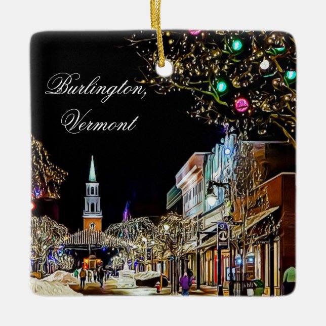 Burlington, Vermont Christmas Keepake Keramikornament (Vorderseite)