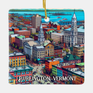 Burlington, Vermont Comic Book Style Art Keramikornament