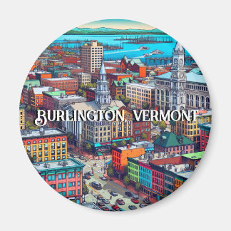 Burlington, Vermont Comic Book Style Art Magnet