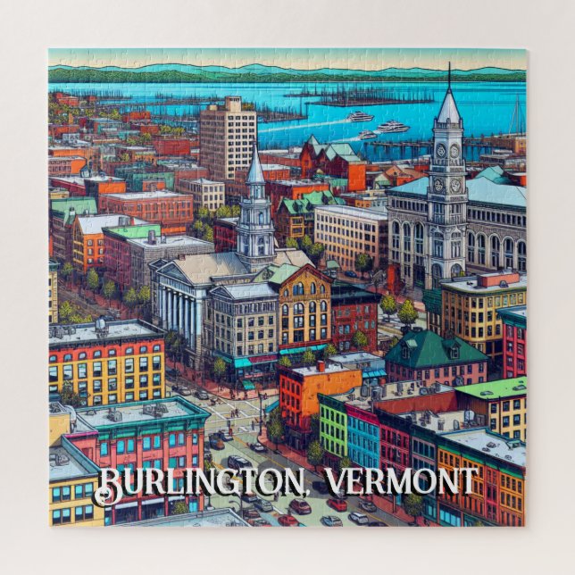 Burlington, Vermont Comic Book Style Art Puzzle (Vertikal)