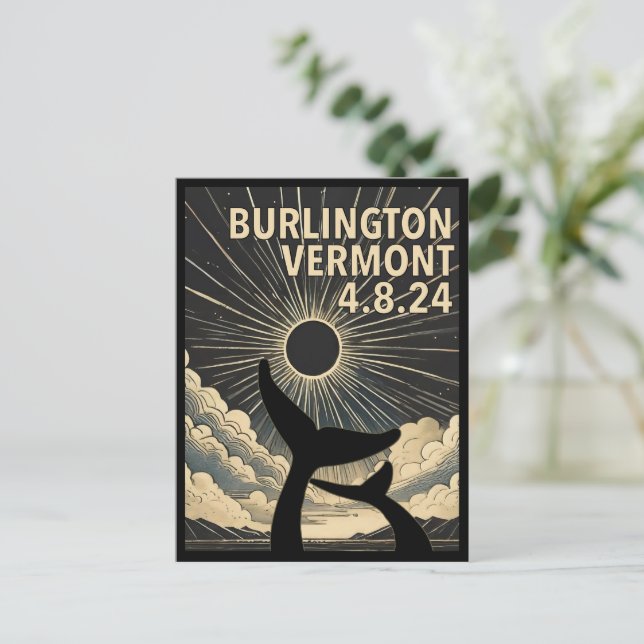 Burlington Vermont Eclipse Postkarte (Stehend Vorderseite)