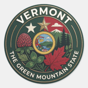 🍁 Burlington Vermont Green Mountain Escape Runder Aufkleber