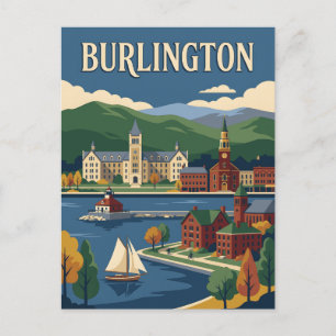 Burlington Vermont Lake Champlain Vintage Poster Postkarte