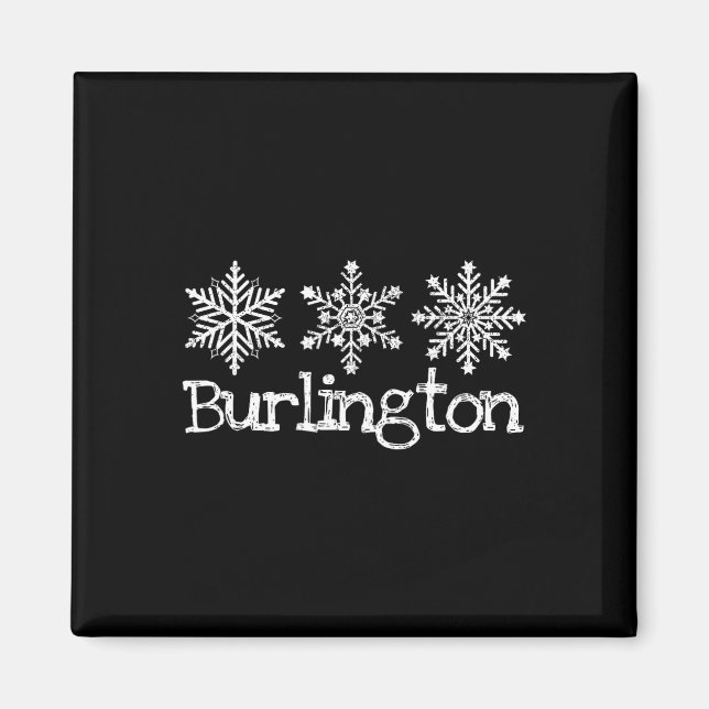 Burlington Vermont Schneeflocken Skifahren Rus Magnet (Vorne)