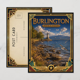 Burlington Vermont Vintage Art Deco Golden Age Postkarte