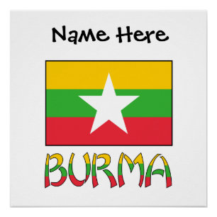 Burma Myanmar Burmesische Flagge Personalisiert Poster