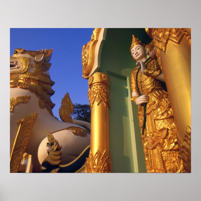 Burma (Myanmar), Rangoon (Yangon) Tempel Poster (Vorne)