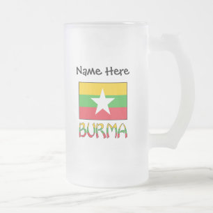 Burma und Myanmar-Flagge personalisiert  Mattglas Bierglas
