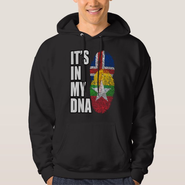 Burmese And Icelandic Mix DNA Flag Heritage Hoodie (Vorderseite)