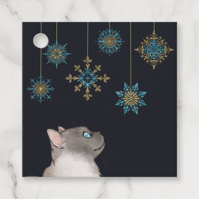 Burmese Cat Gazage bei Snowflake Ornaments Geschen Geschenkanhänger (Vorderseite)
