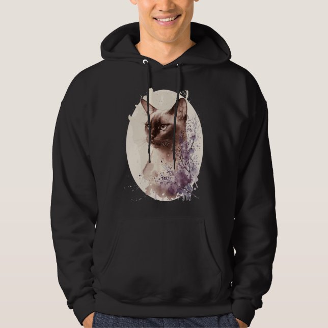 Burmese Cat Japanese Cherry Blossom Sakura Hoodie (Vorderseite)