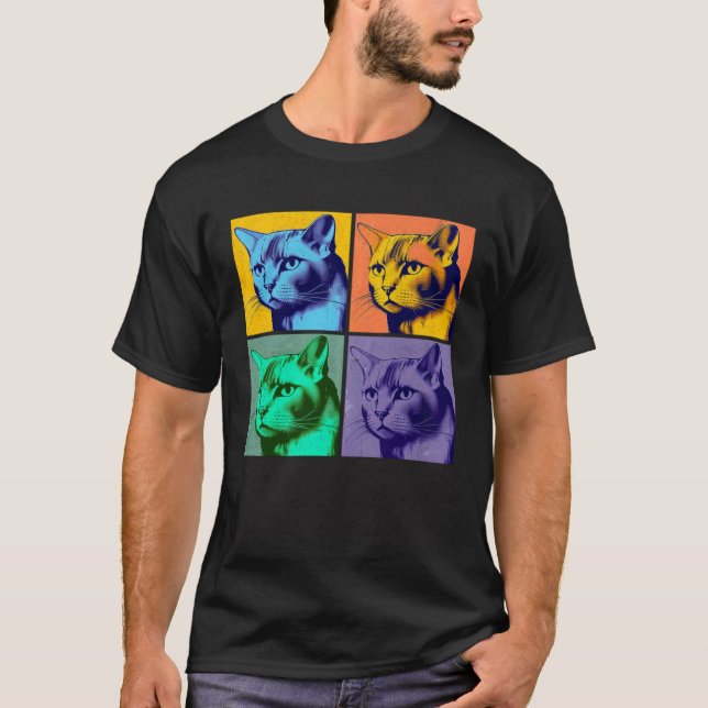 Burmese Cat Pop Illustration Colorful Animal Men   T-Shirt (Vorderseite)