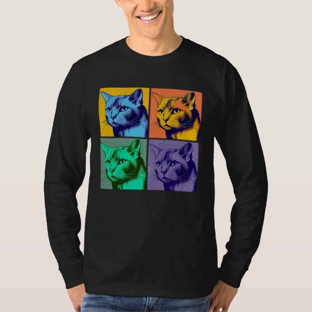Burmese Cat Pop Illustration Colorful Animal Men   T-Shirt (Vorderseite)