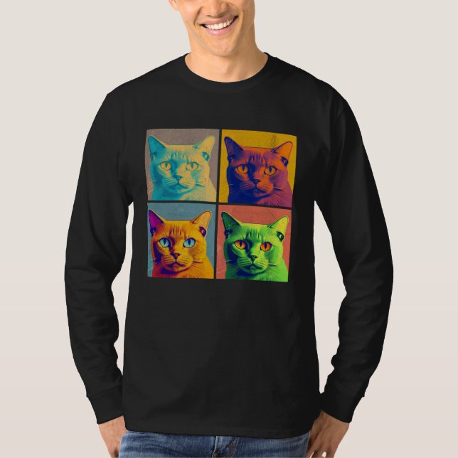 Burmese Cat Pop Illustration Colorful Animal Men T-Shirt (Vorderseite)