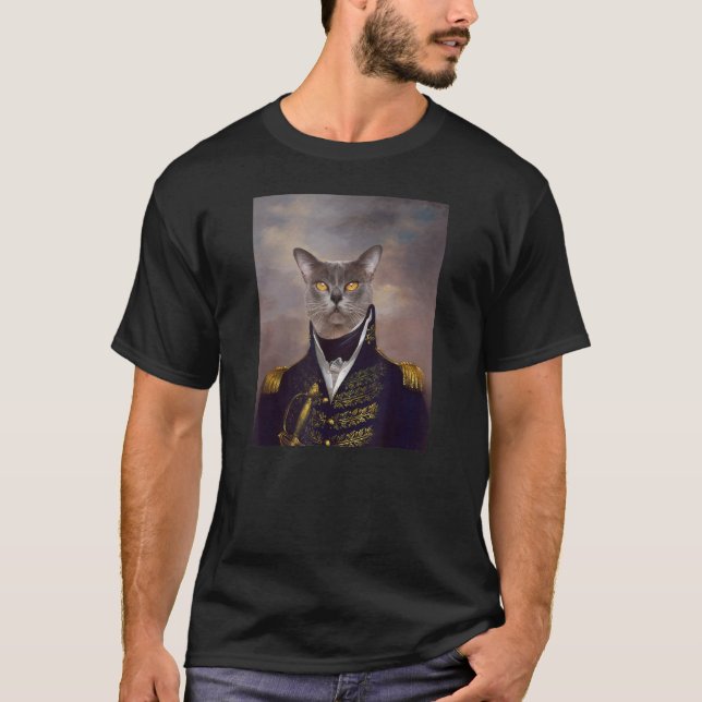 Burmese Cat Renaissance Pet Portrait Mittelalterli T-Shirt (Vorderseite)