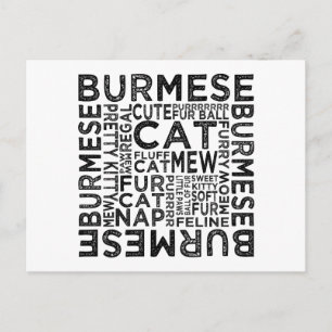 Burmese Cat Typografie Postkarte