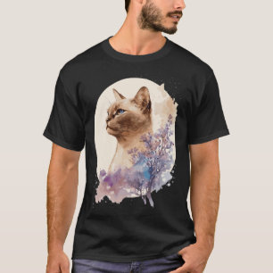 Burmesische Katze Japanische Kirschblüten Blumen W T-Shirt