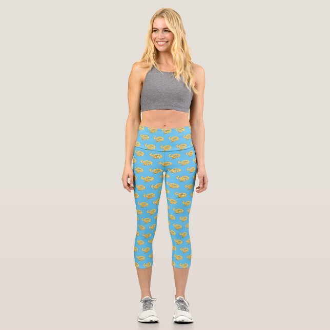 burmesische Python-Schlangen-Cartoon-Illustration Capri Leggings (Vorderseite)