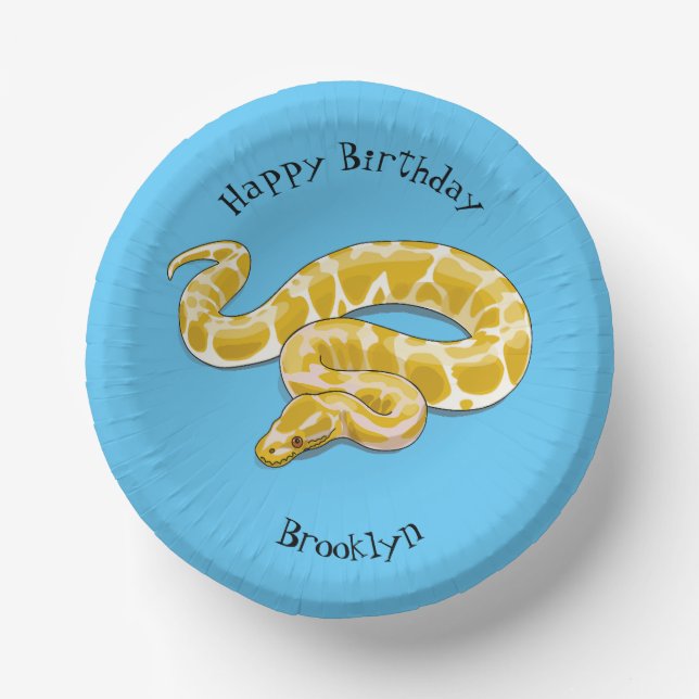 burmesische Python-Schlangen-Cartoon-Illustration Pappteller (Vorderseite)