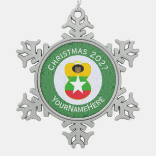 Burmesischer Myanmar-Engel Weihnachtsflagge Person Schneeflocken Zinn-Ornament