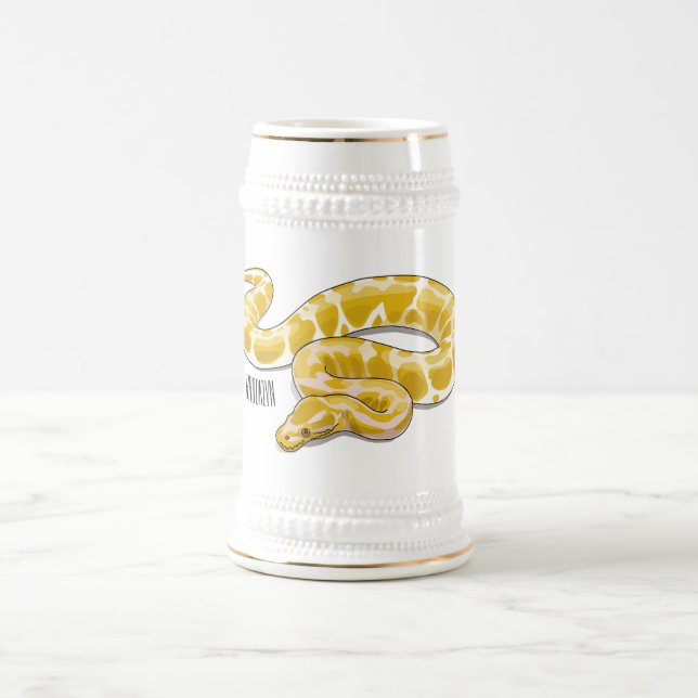 Burmische Python Schlange Cartoon Abbildung Bierglas (Mittel)