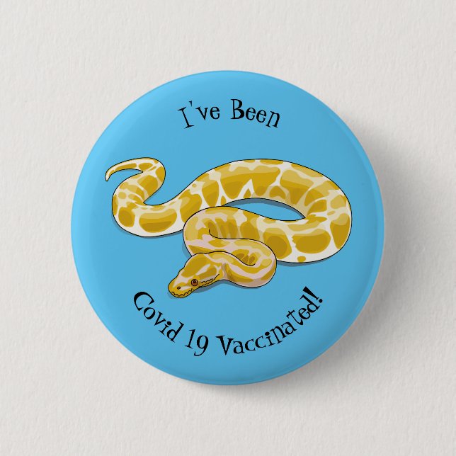 Burmische Python Schlange Cartoon Abbildung Button (Vorderseite)