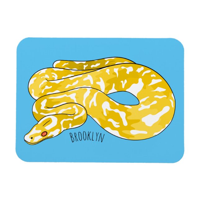 Burmische Python Schlange Cartoon Abbildung Magnet (Horizontal)