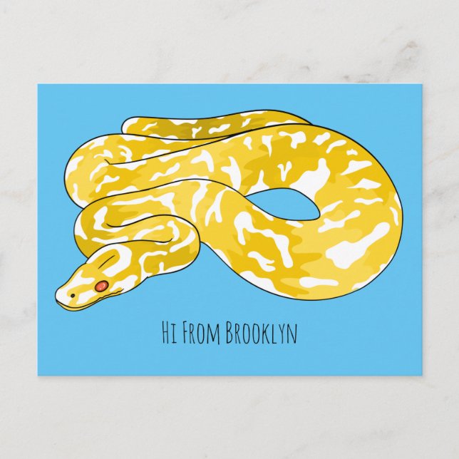 Burmische Python Schlange Cartoon Abbildung Postkarte (Vorderseite)