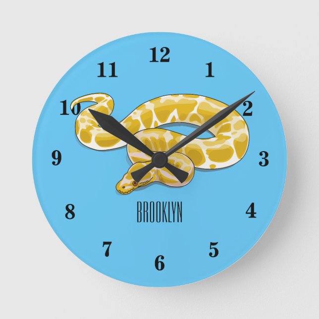Burmische Python Schlange Cartoon Abbildung Runde Wanduhr (Vorderseite)