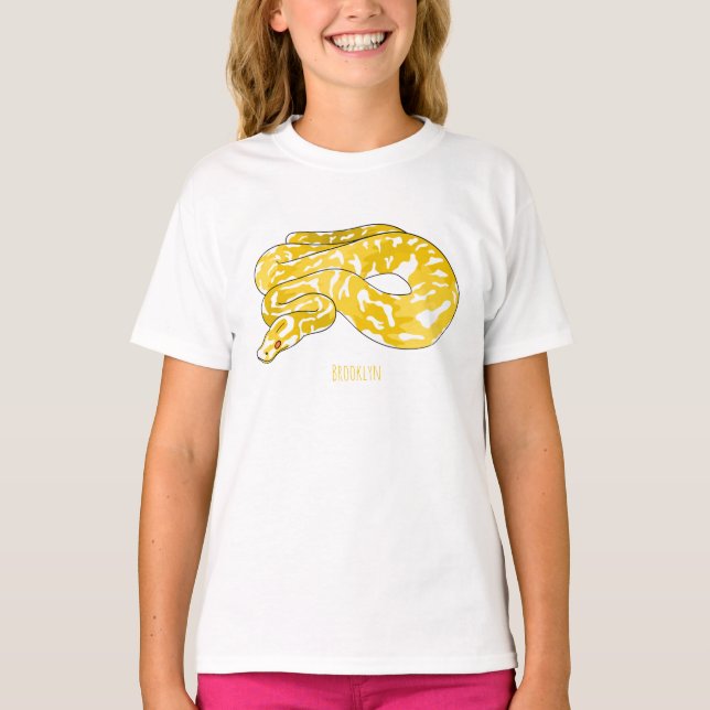 Burmische Python Schlange Cartoon Abbildung T-Shirt (Vorderseite)