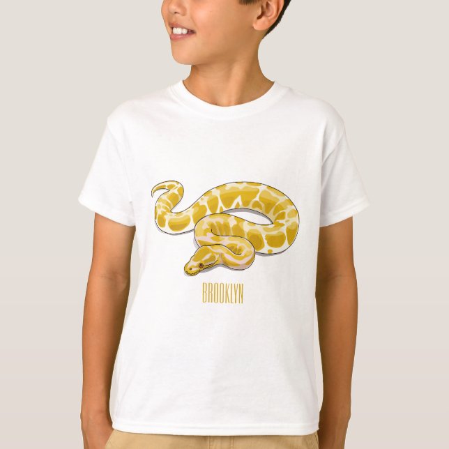 Burmische Python Schlange Cartoon Abbildung T-Shirt (Vorderseite)
