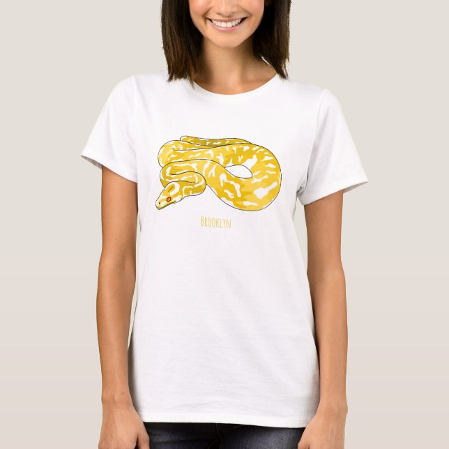 Burmische Python Schlange Cartoon Abbildung T-Shirt (Vorderseite)