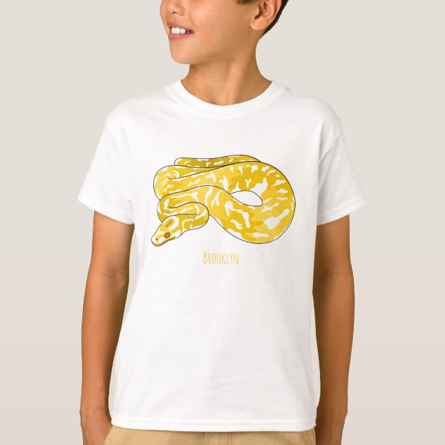 Burmische Python Schlange Cartoon Abbildung T-Shirt (Vorderseite)