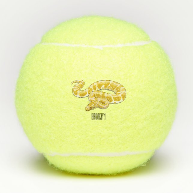 Burmische Python Schlange Cartoon Abbildung Tennisbälle (Vorderseite)