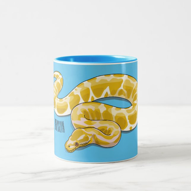Burmische Python Schlange Cartoon Abbildung Zweifarbige Tasse (Mittel)