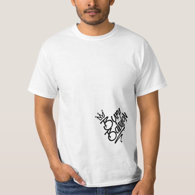 Burn Babylon Graffiti Tag Style Reggae T-Shirt (Vorderseite)